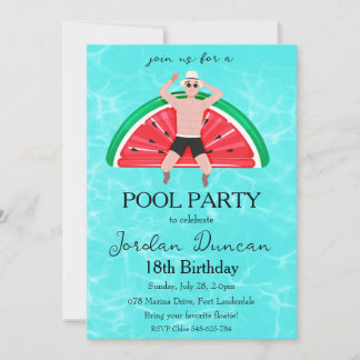 Wassermelone Pool Party Geburtstagseinladungen Einladung