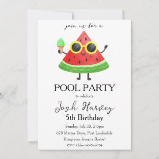 Wassermelone Pool Party Geburtstagseinladungen Einladung