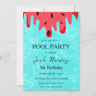 Wassermelone Pool Party Geburtstagseinladungen Einladung