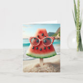 Wassermelone Popsicle mit Sonnenbrille Karte (Vorderseite)