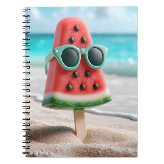 Wassermelone Popsicle mit Sonnenbrille Notizblock (Vorderseite)