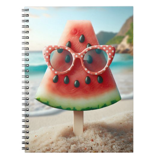Wassermelone Popsicle mit Sonnenbrille Notizblock (Vorderseite)