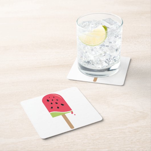 Wassermelone Popsim Rechteckiger Pappuntersetzer (Vor Ort)