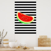 Wassermelone, Poster, Sommerposter, BLACK-Streifen Poster (Küche)