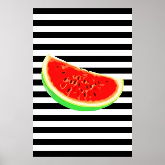 Wassermelone, Poster, Sommerposter, BLACK-Streifen Poster (Vorne)