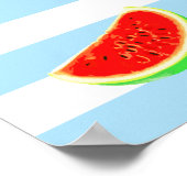 Wassermelone, Poster, Sommerposter, blaues Muster, Poster (Ecke)