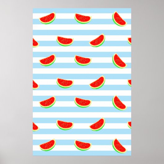 Wassermelone, Poster, Sommerposter, blaues Muster, Poster (Vorne)