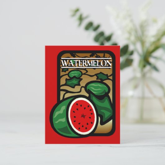 Wassermelone Postkarte (Stehend Vorderseite)