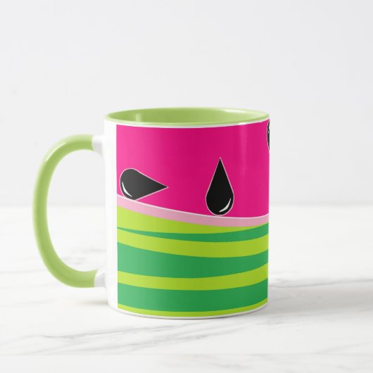 Wassermelone Print Coffee Tasse in grün und rosa (Links)