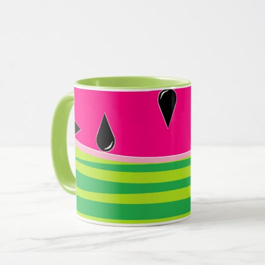 Wassermelone Print Coffee Tasse in grün und rosa (Vorderseite Links)
