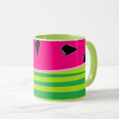 Wassermelone Print Coffee Tasse in grün und rosa (VorderseiteRechts)