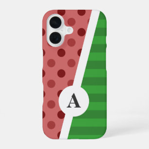 Wassermelone-Punkte- und Streifenmuster iPhone 16 Hülle
