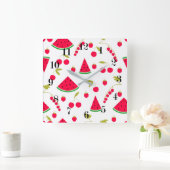 Wassermelone Quadratische Wanduhr (Zuhause)