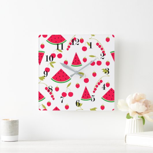 Wassermelone Quadratische Wanduhr (Zuhause)