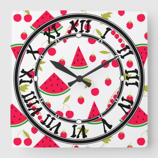 Wassermelone Quadratische Wanduhr (Vorderseite)