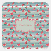 Wassermelone Quadratischer Aufkleber (Vorderseite)