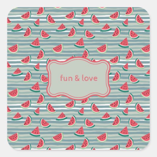 Wassermelone Quadratischer Aufkleber (Vorderseite)