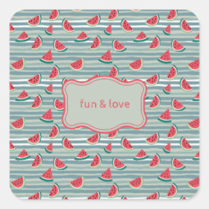 Wassermelone Quadratischer Aufkleber