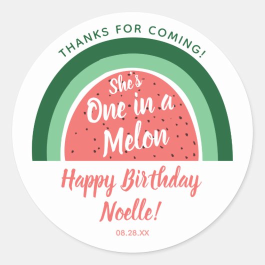 Wassermelone Regenbogen, Sie ist eins in einem Mel Runder Aufkleber (Vorderseite)