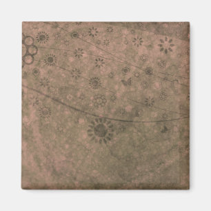 Wassermelone Retro Blume und Schmetterlinge Abstra Magnet