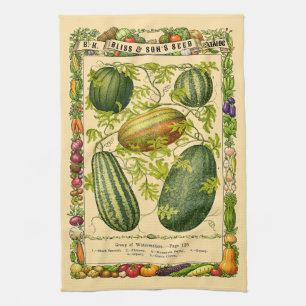 Wassermelone Retro viktorianische Ära Botanische K Geschirrtuch