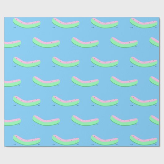 Wassermelone Rind and Seeds Kawaii Food Geschenkpapier (Flach)