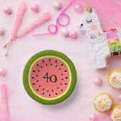 Wassermelone Rosa 40 Jahre Pappteller (Party)