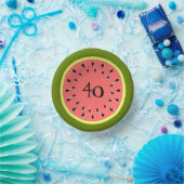 Wassermelone Rosa 40 Jahre Pappteller (Party)