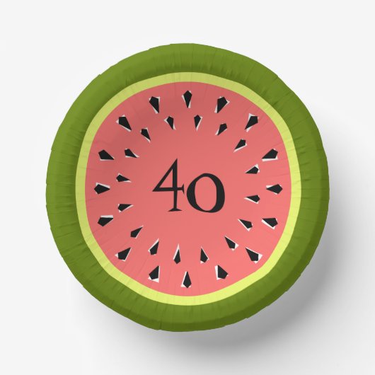 Wassermelone Rosa 40 Jahre Pappteller (Vorderseite)