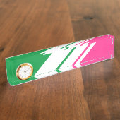 Wassermelone Rosa grüne, weiße Streifen Uhr Namensplakette (Seite)