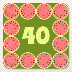 Wassermelone Rosa Mehralter 40 Rechteckiger Pappuntersetzer