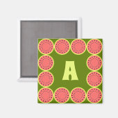 Wassermelone Rosa Monogramm Magnet (Vorderseite/Rückseite)