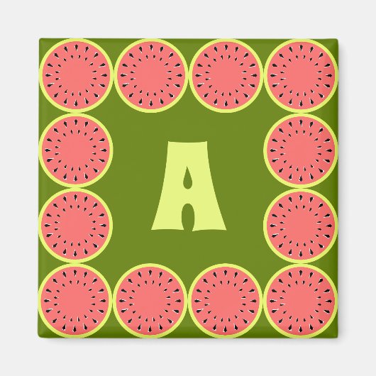 Wassermelone Rosa Monogramm Magnet (Vorne)