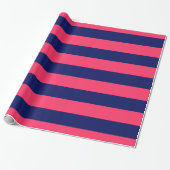 Wassermelone Rosa, Navy Blue XL Streifen Muster V Geschenkpapier (Ungerollt)
