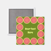 Wassermelone Rosa Textquadrat Magnet (Vorderseite/Rückseite)