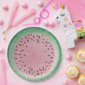Wassermelone-rosa u. grünes handgemaltes Aquarell Pappteller (Party)