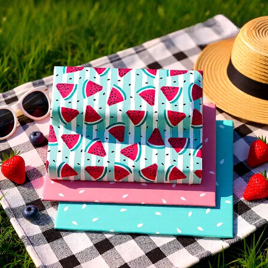 Wassermelone, rosa und blau, Set 3 Geschenkpapier Set
