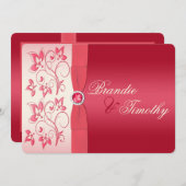 Wassermelone Rosa und Elfenbeinflora Einladung (Vorne/Hinten)