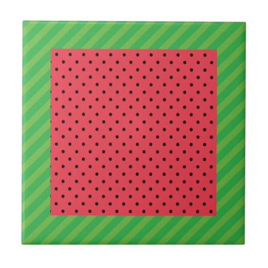 Wassermelone rosa und grüne Sommermuster Fliese (Vorderseite)