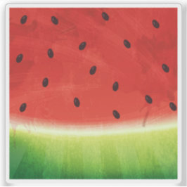 Wassermelone Rot und Grün natürliche Aquarellfarbe Aufkleber