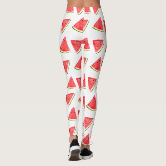 Wassermelone Rote Frucht Aquarellfarbe Muster Leggings (Rückseite)