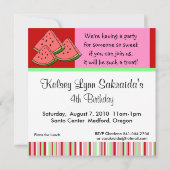 Wassermelone-rote rosa Einladung (Rückseite)