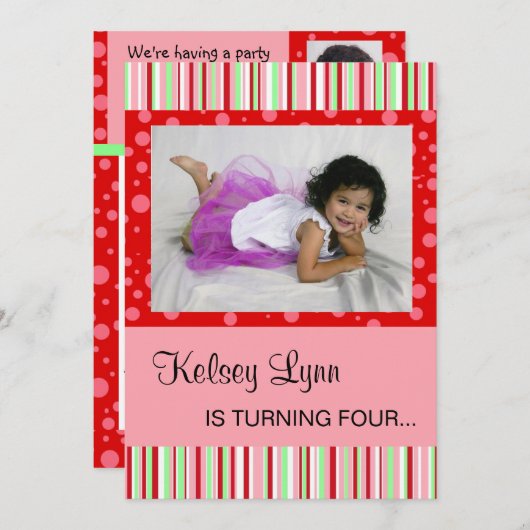 Wassermelone-rote rosa Einladung (Vorne/Hinten)