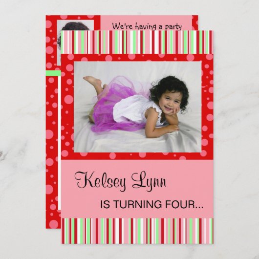 Wassermelone-rote rosa Einladung (Vorne/Hinten)