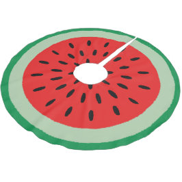 Wassermelone Rote Slice Grüne Rind Black Sees Polyester Weihnachtsbaumdecke