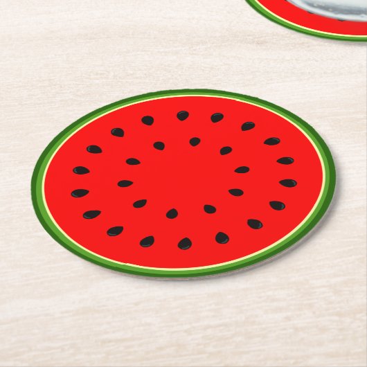 Wassermelone Runder Pappuntersetzer (Angewinkelt)