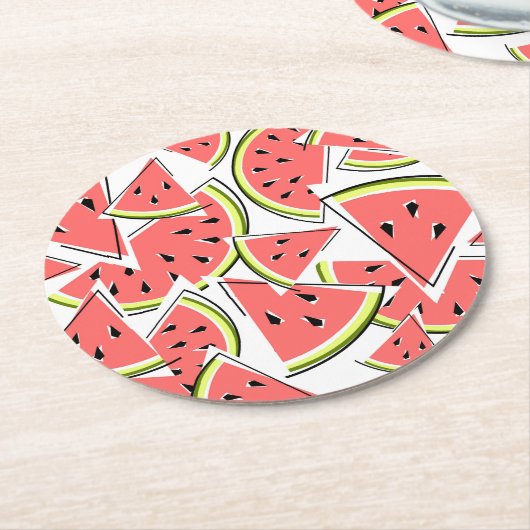 Wassermelone Runder Pappuntersetzer (Angewinkelt)