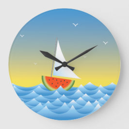 Wassermelone Sailboat Große Wanduhr