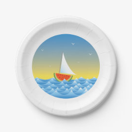 Wassermelone Sailboat Pappteller