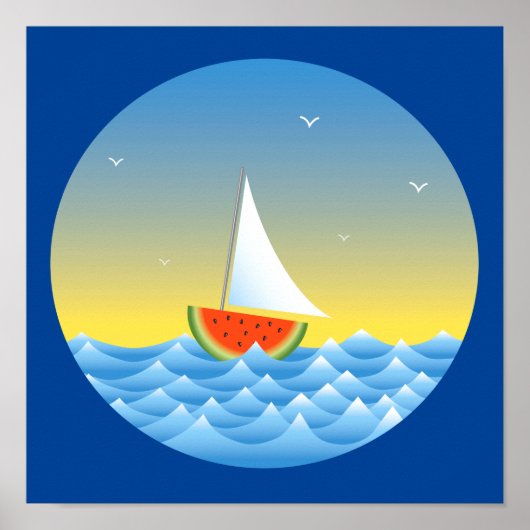 Wassermelone Sailboat Poster (Vorne)